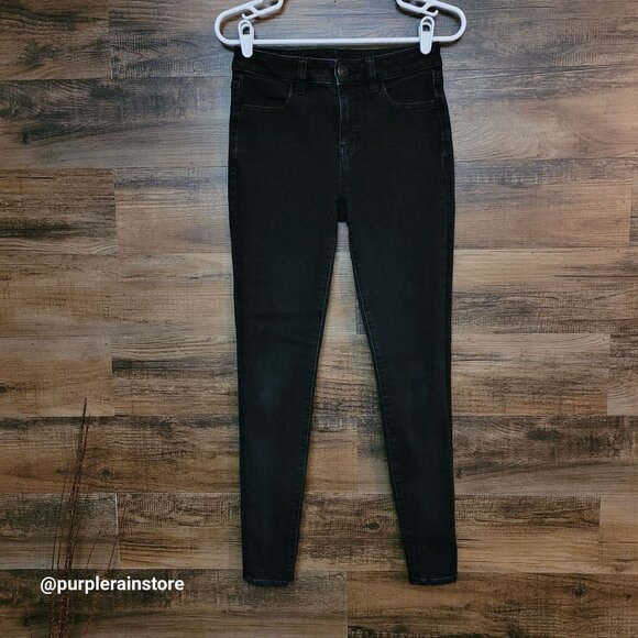 American Eagle Jeans 4 L Dream Jegging Hi Rise Stretch Tummy Control Black Wash - Picture 1 of 13